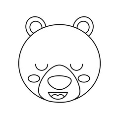 cute bear head animal close eyes cartoon vector illustration outline design