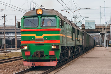 Green diesel locomotive