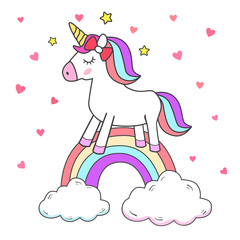 Unicorn drawing isolated with stars