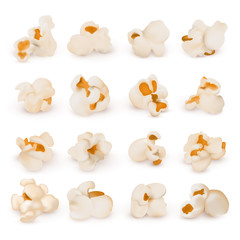 Macro realistic popcorn isolated vector set - obrazy, fototapety, plakaty