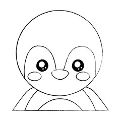 penguin cute animal icon image vector illustration design  black sketch line