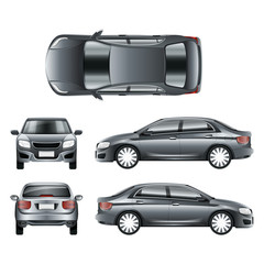 Color car sedan in different point of views vector template