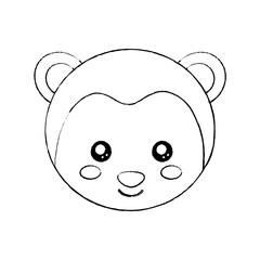 monkey cute animal icon image vector illustration design  black sketch line