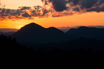 The landscape in the north country, Thailand Mountain sunset in winter