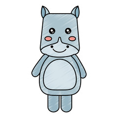 cute animal hippo standing cartoon wildlife vector illustration drawing design