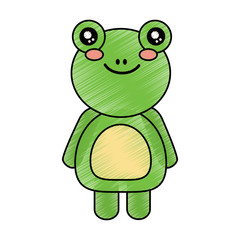 cute animal frog standing cartoon wildlife vector illustration drawing design