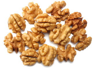 Walnuts isolated on white background top view