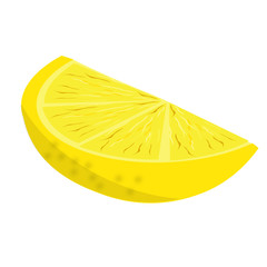 Lemon Vector, simple yellow lemon illustration, front view wedge or slice cut open with no leaves behind