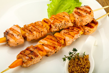 Grilled salmon skewer