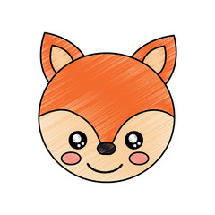 cute animal fox head baby vector illustration drawing design