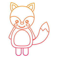 cute fox animal standing cartoon wildlife vector illustration color line design