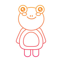 cute animal frog standing cartoon wildlife vector illustration color line design