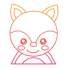 cute portrait fox animal baby vector illustration color line design
