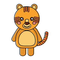 cute animal tiger standing cartoon wildlife vector illustration