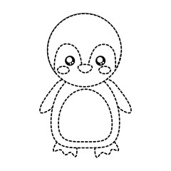 penguin cute animal icon image vector illustration design  black dotted line