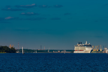 Fototapeta premium White giant cruise liner