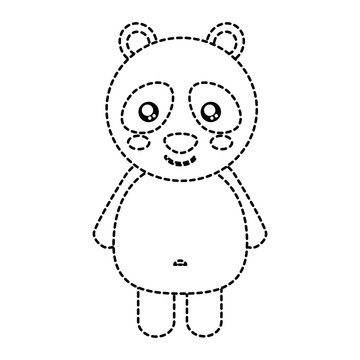 panda cute animal icon image vector illustration design  black dotted line