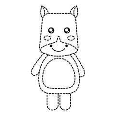 rhinoceros cute animal icon image vector illustration design  black dotted line