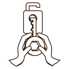 padlock and hands icon