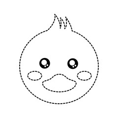 duck cute animal icon image vector illustration design  black dotted line