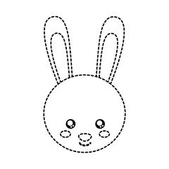 rabbit or bunny cute animal icon image vector illustration design  black dotted line