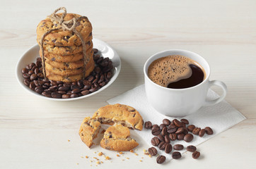 Coffee and chocolate chip cookies