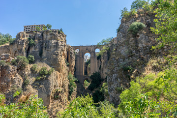 Fototapeta premium A gorge in the city of Ronda Spain, Europe on a hot summer day