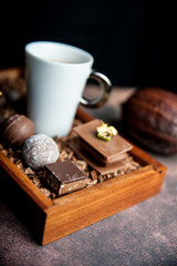 bean of cocoa and chocolates