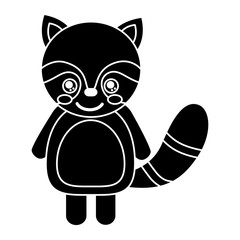 cute raccoon animal standing cartoon wildlife vector illustration pictogram design