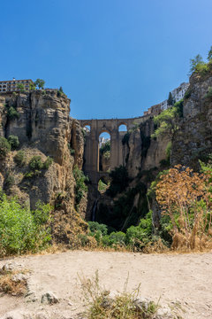 A gorge in the city of Ronda Spain, Europe on a hot summer day