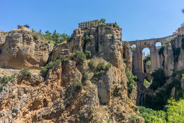 A gorge in the city of Ronda Spain, Europe on a hot summer day