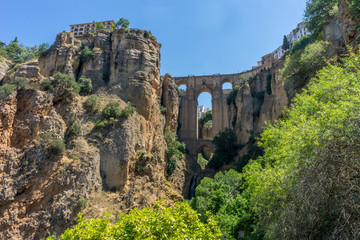 A gorge in the city of Ronda Spain, Europe on a hot summer day