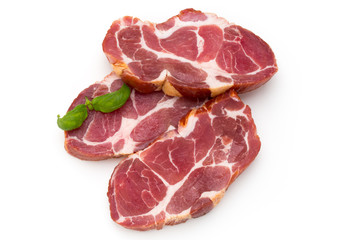 Fresh pig crude meat with rosemary.