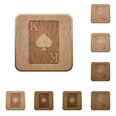 King of spades card wooden buttons