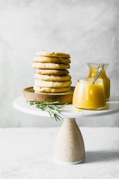 Rosemary sables with lemon curd