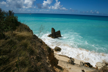 St martin shoreline blue waters, blue sky