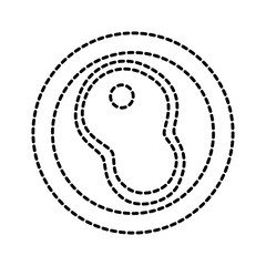 beef steak raw on plate icon image vector illustration design  black dotted line