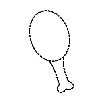 chicken drumstick icon image vector illustration design  black dotted line