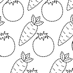 tomato carrot vegetable pattern image vector illustration design  black dotted line