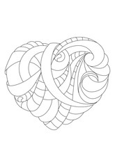 Valentine's day card. Vector  heart isolated on a white for adult coloring book
