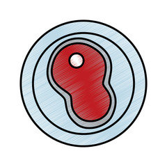beef steak raw on plate icon image vector illustration design 