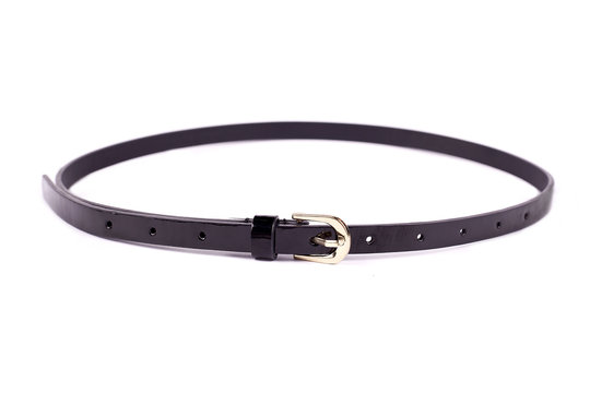 Black women's belt, strap isolated on white background