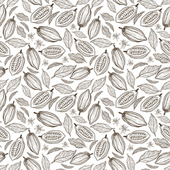 cacao beans seamless pattern