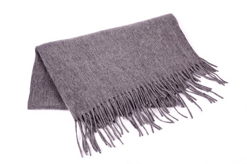 Gray women's scarf isolated on white background
