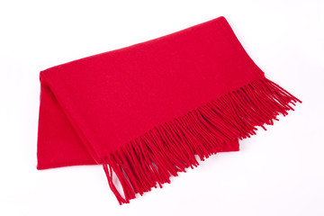 Red women's scarf isolated on white background