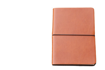 Business Notebook cover leather brown color on white background