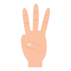 three fingers up hand gesture icon image vector illustration design 