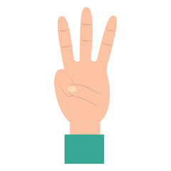 three fingers up hand gesture icon image vector illustration design 