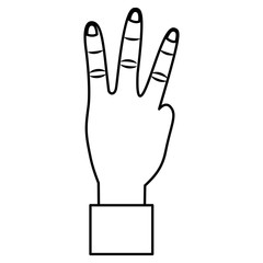 Obraz premium hand showing three fingers gesture vector illustration outline design