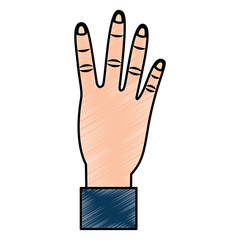 four fingers up hand gesture icon image vector illustration design 
